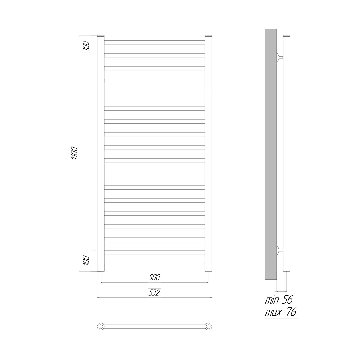 Полотенцесушитель электрический Lemark Ursus П16 50x110, черный