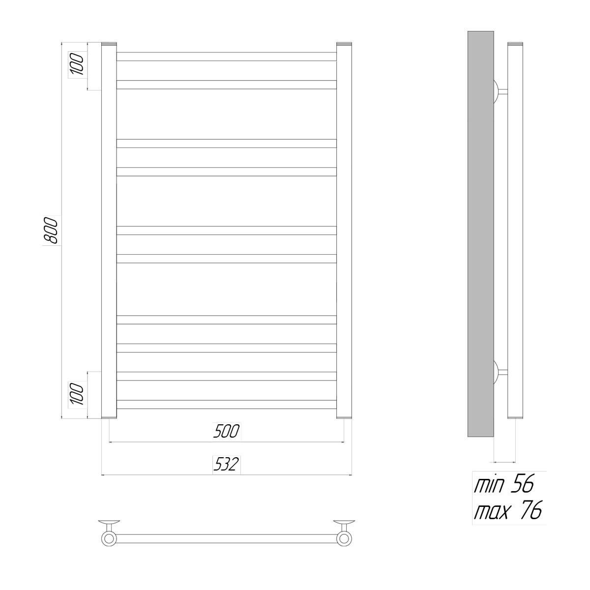 Полотенцесушитель электрический Lemark Ursus П10 50x80, черный