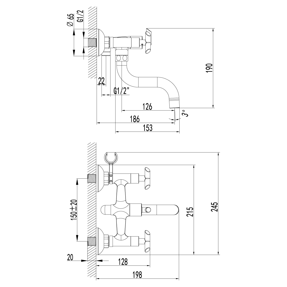 Смеситель для ванны с душем Lemark Practica LM7512C