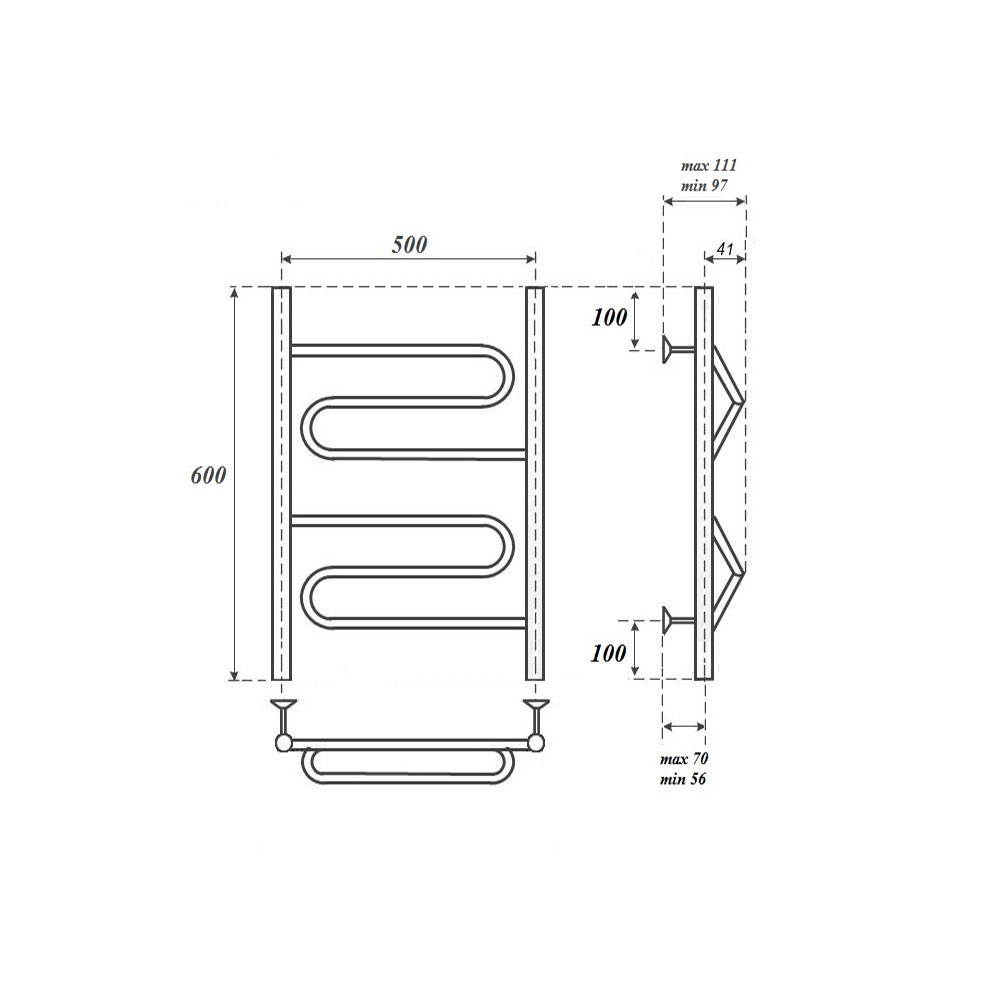 Полотенцесушитель электрический Point Юпитер PN01156E 50x60