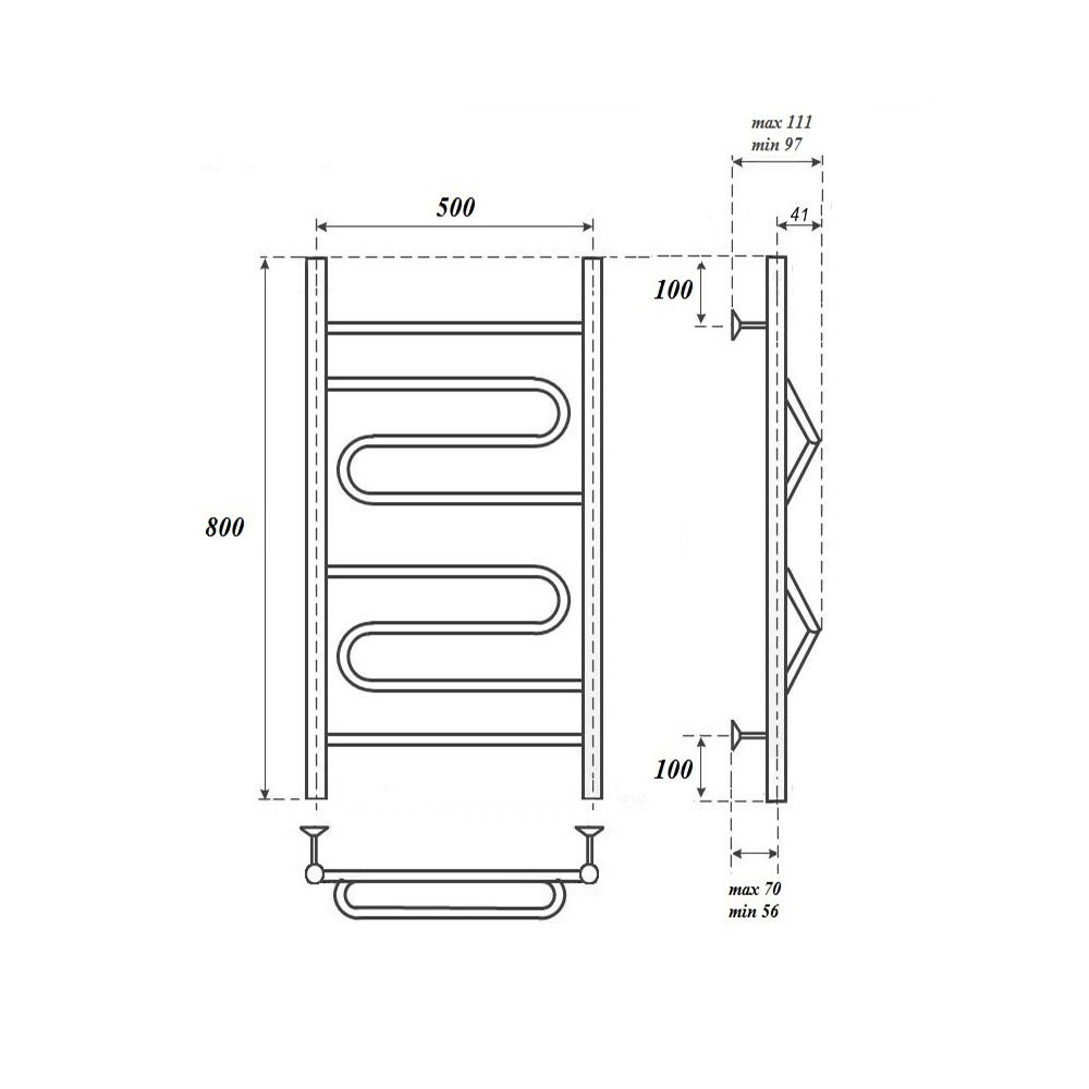 Полотенцесушитель электрический Point Юпитер PN01158E 50x80