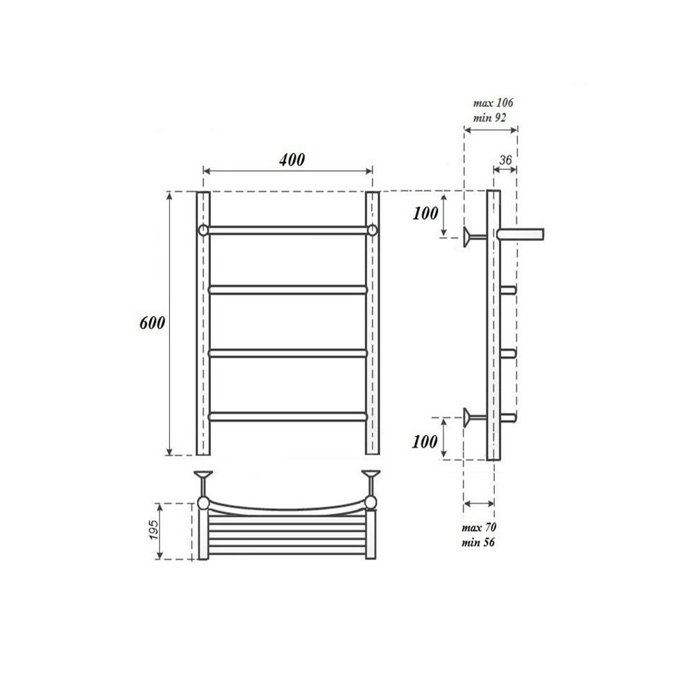 Полотенцесушитель электрический Point Афина PN04146PE 40x60, с полкой