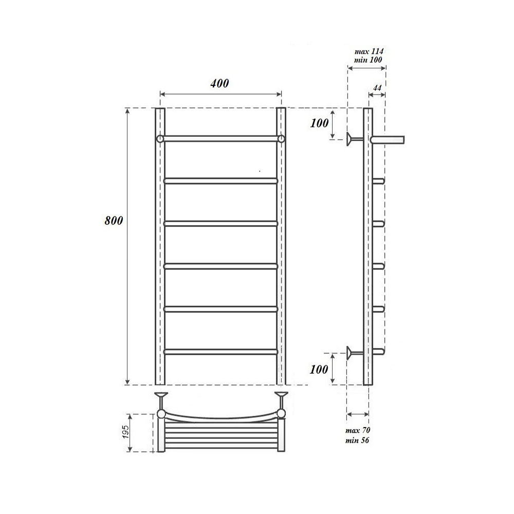 Полотенцесушитель водяной Point Афина PN04148P 40х80, хром, с полкой