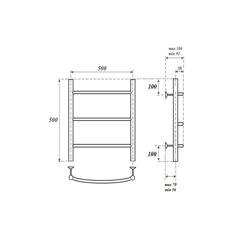 Полотенцесушитель электрический Point Афина PN04155E 50x50