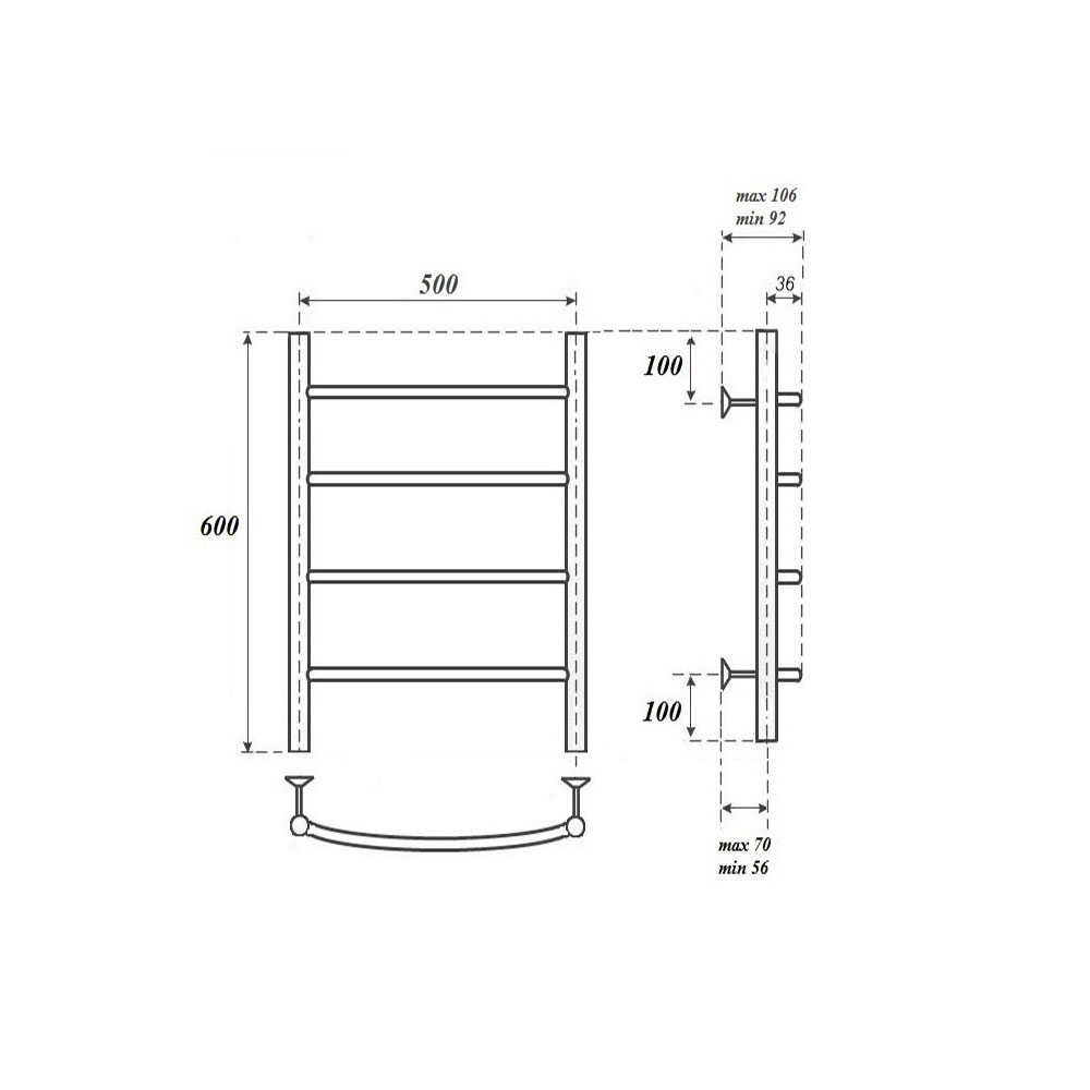 Полотенцесушитель электрический Point Афина PN04156E 50x60