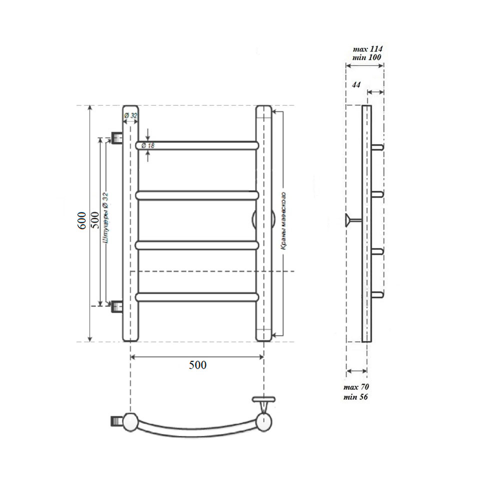 Полотенцесушитель водяной Point Афина PN04556 50x60