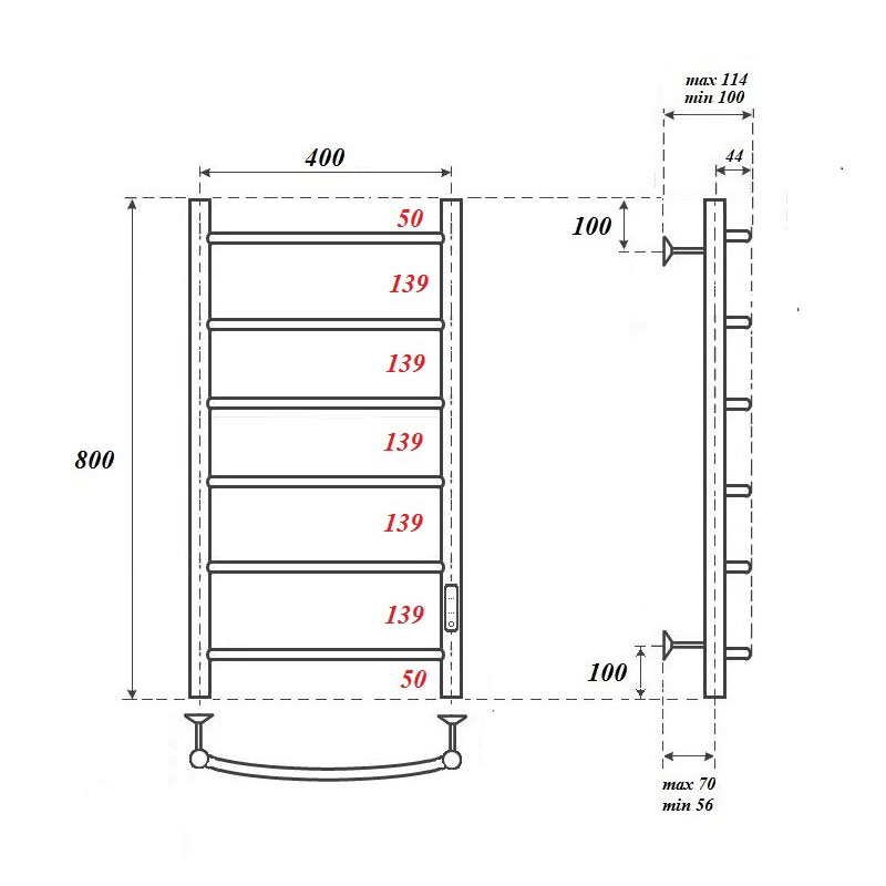 Полотенцесушитель электрический Point Афина PN04848 40х80, хром