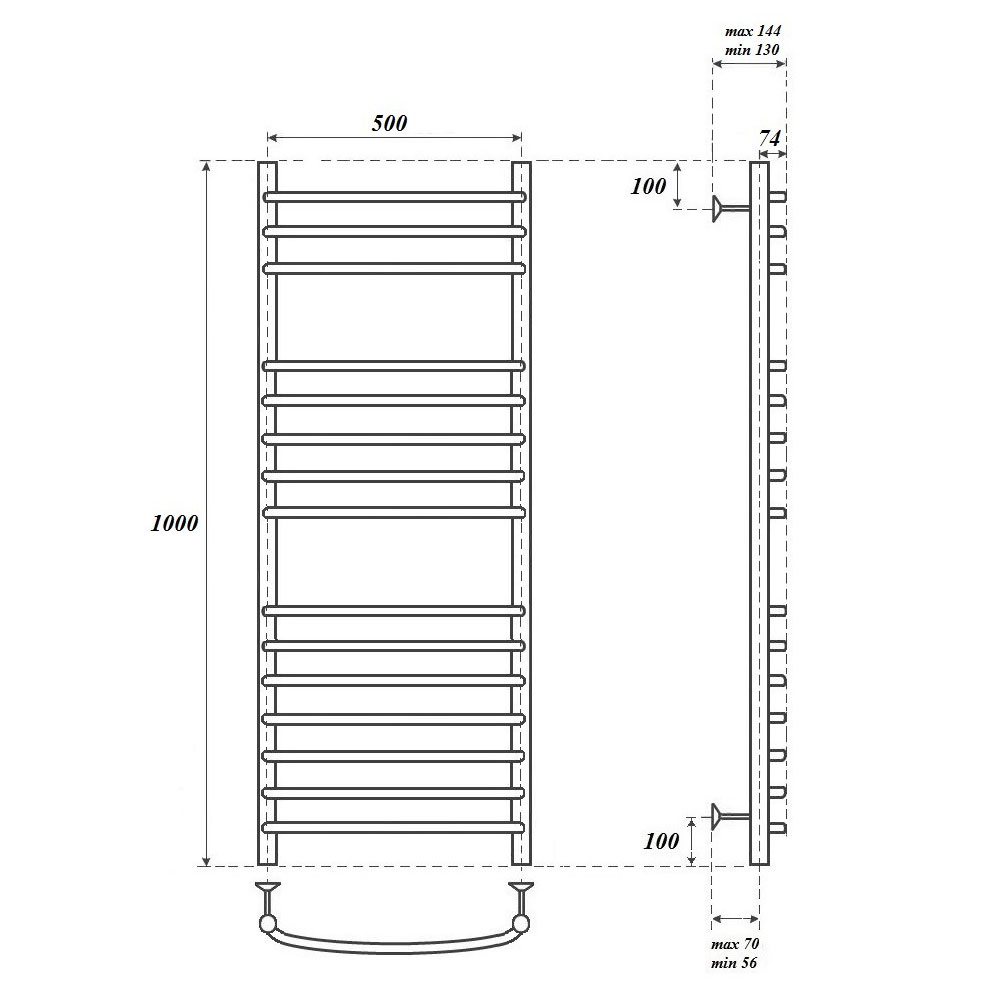 Полотенцесушитель электрический Point Альфа PN05150SE 50x100