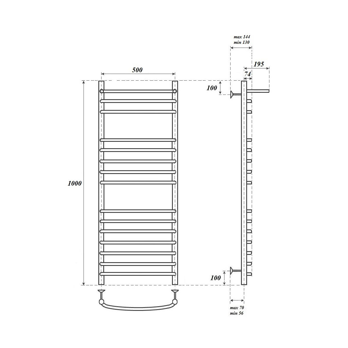 Полотенцесушитель электрический Point Альфа PN05150SPE 50x100, с полкой