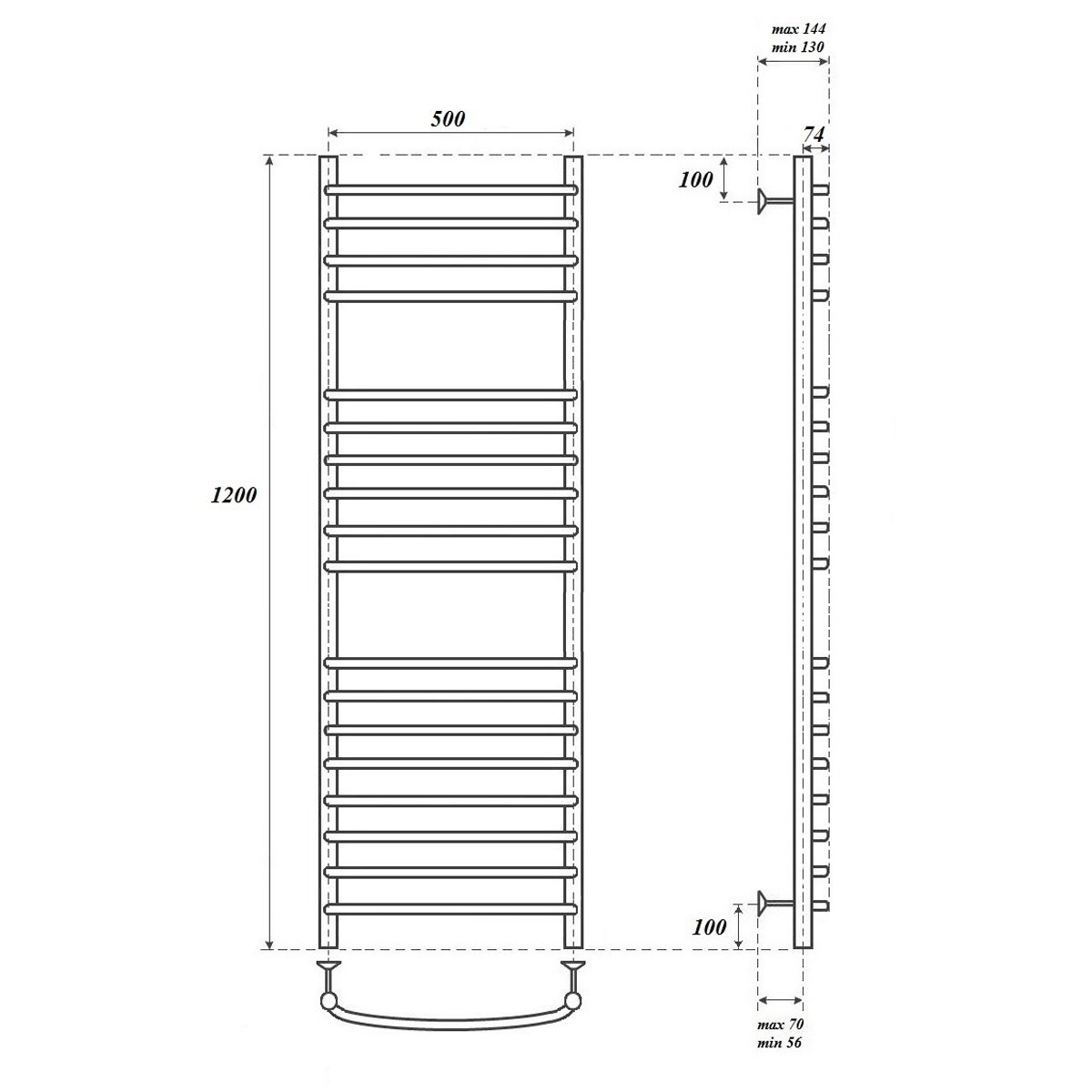 Полотенцесушитель электрический Point Альфа PN05152SE 50x120