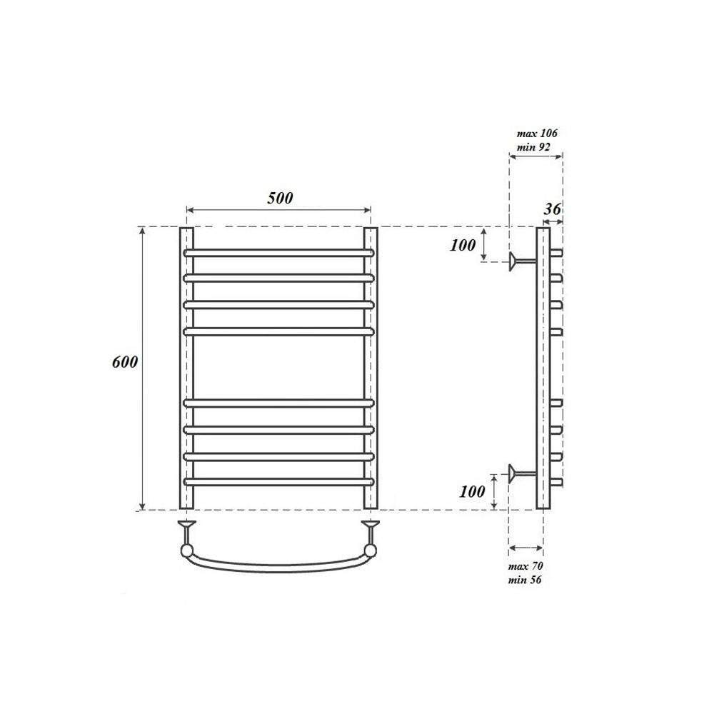 Полотенцесушитель электрический Point Альфа PN05156SE 50x60