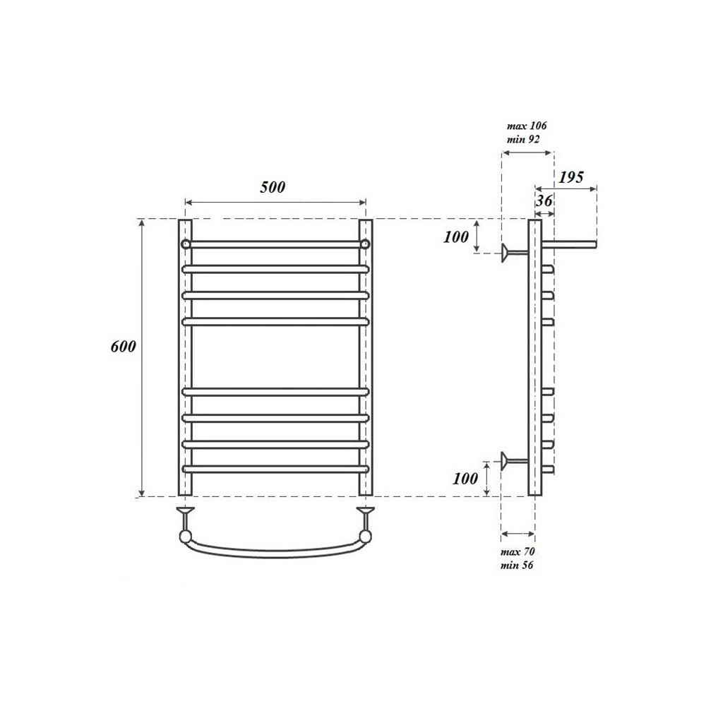 Полотенцесушитель электрический Point Альфа PN05156SPE 50x60, с полкой