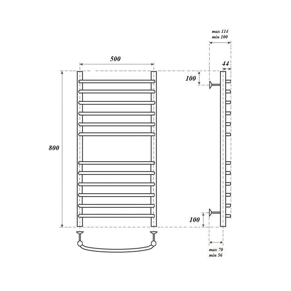 Полотенцесушитель электрический Point Альфа PN05158SE 50x80