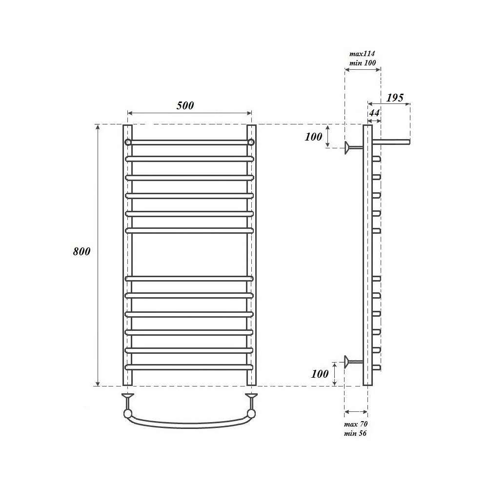 Полотенцесушитель электрический Point Альфа PN05158SPE 50x80, с полкой