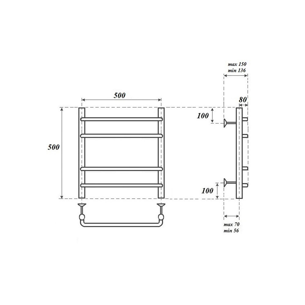 Полотенцесушитель электрический Point Нептун PN09155E 50x50