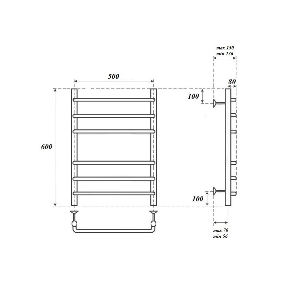 Полотенцесушитель электрический Point Нептун PN09156E 50x60