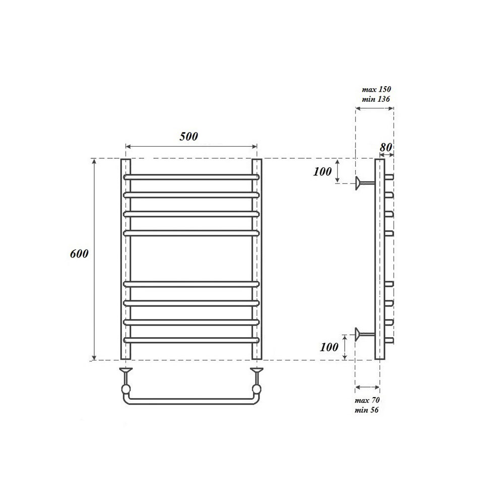 Полотенцесушитель электрический Point Нептун Премиум PN09156SE 50x60