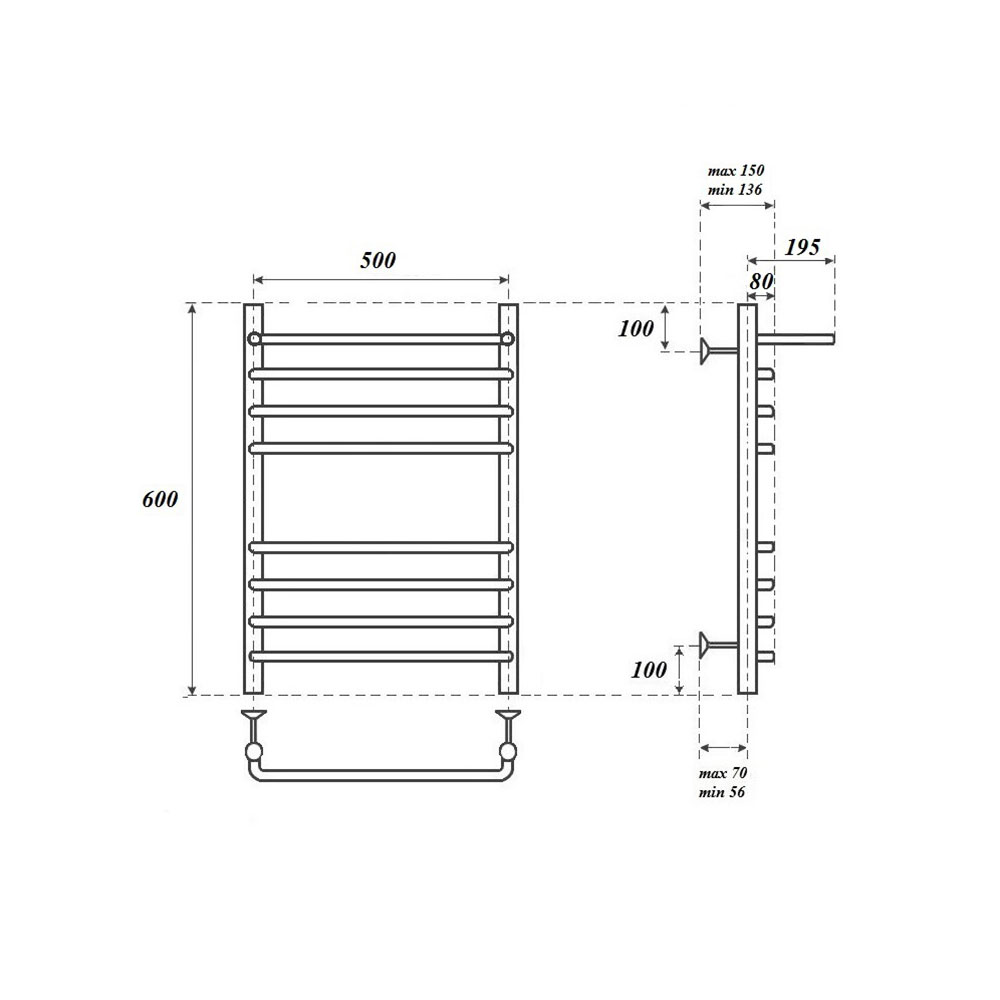 Полотенцесушитель электрический Point Нептун PN09156SPE 50x60, с полкой