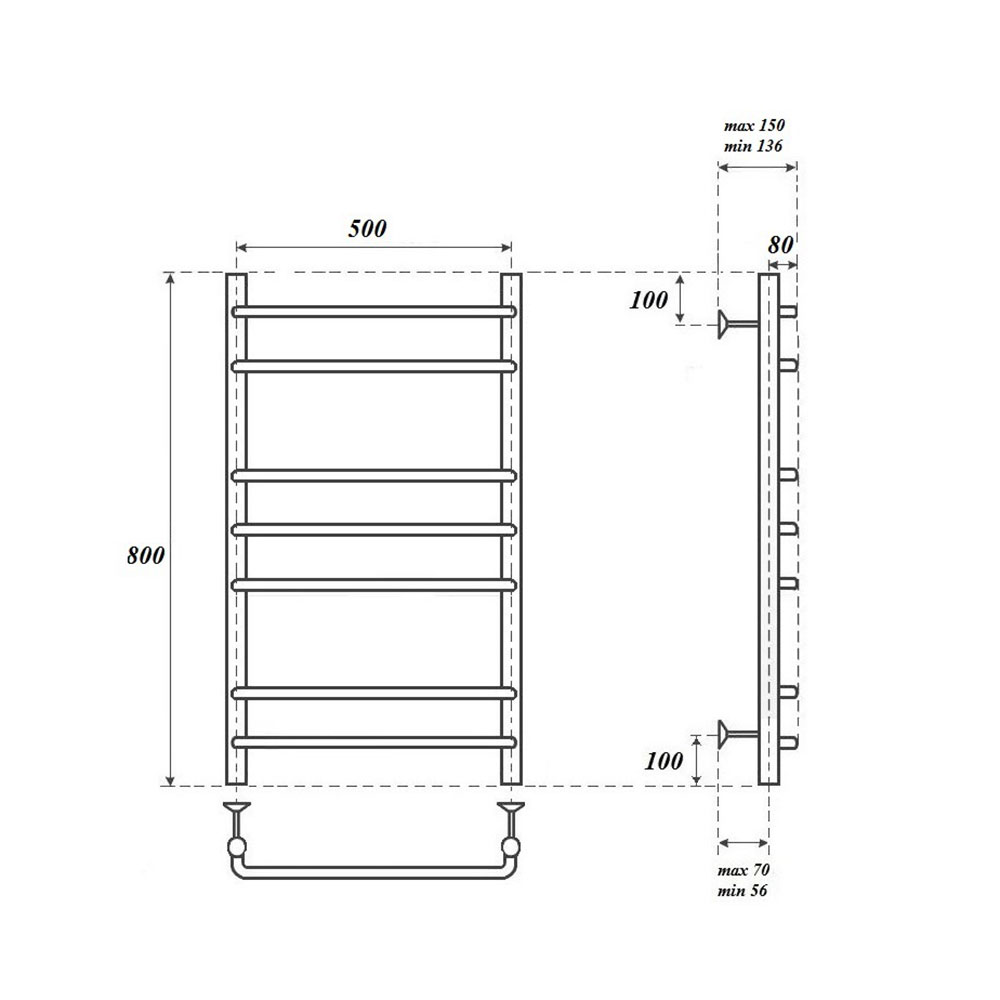 Полотенцесушитель электрический Point Нептун PN09158E 50x80