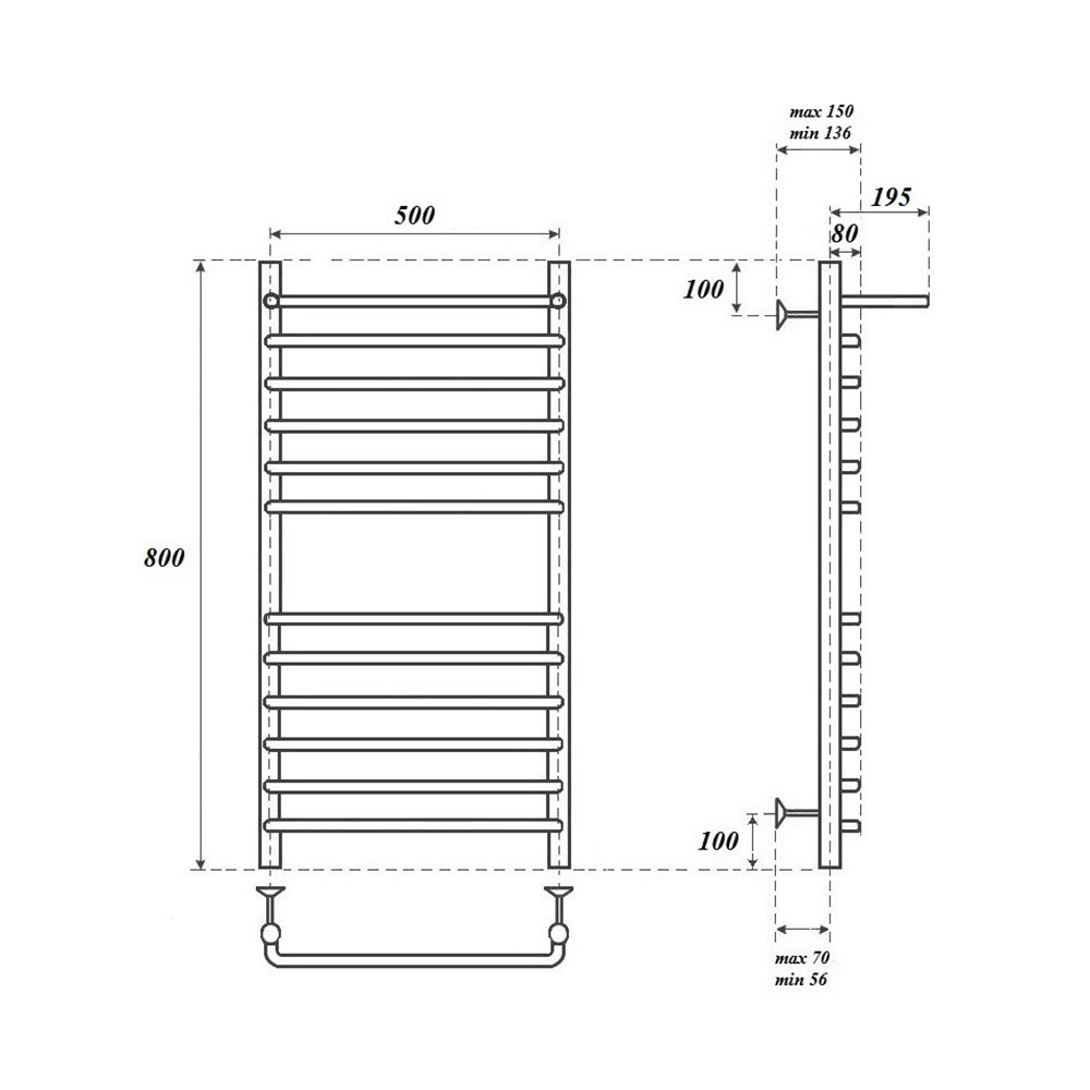 Полотенцесушитель электрический Point Нептун PN09158SPE 50x80, с полкой