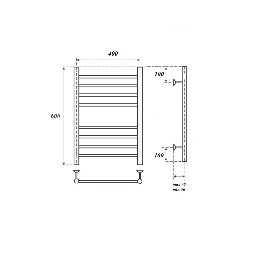 Полотенцесушитель электрический Point Аврора PN10146SE 40x60