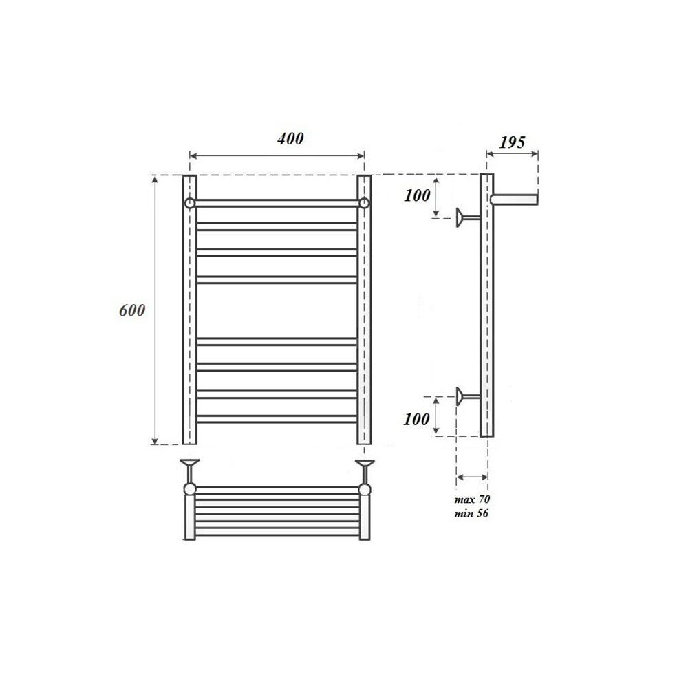 Полотенцесушитель электрический Point Аврора PN10146SPE 40x60, с полкой