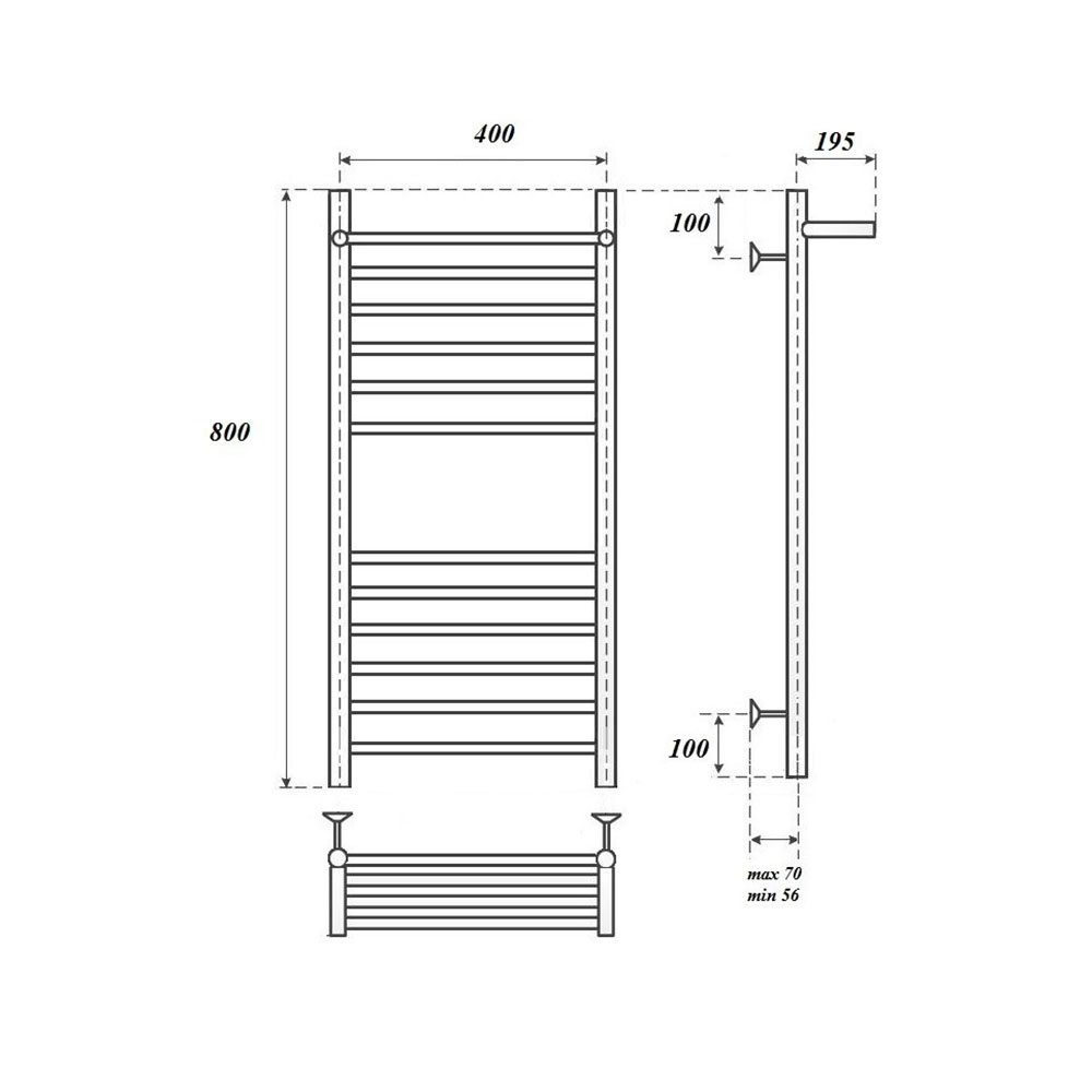 Полотенцесушитель электрический Point Аврора PN10148SPE 40x80, с полкой