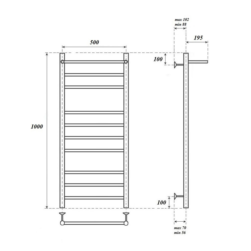 Полотенцесушитель электрический Point Аврора PN10150PE 50x100, с полкой