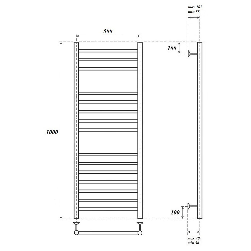 Полотенцесушитель электрический Point Аврора PN10150SE 50x100