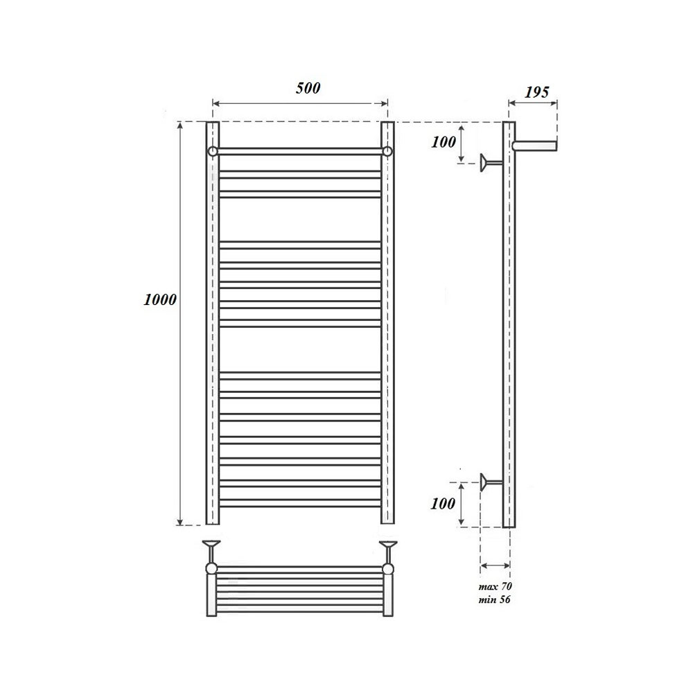 Полотенцесушитель электрический Point Аврора PN10150SPE 50x100, с полкой