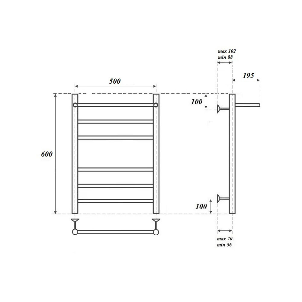 Полотенцесушитель электрический Point Аврора PN10156PE 50x60, с полкой