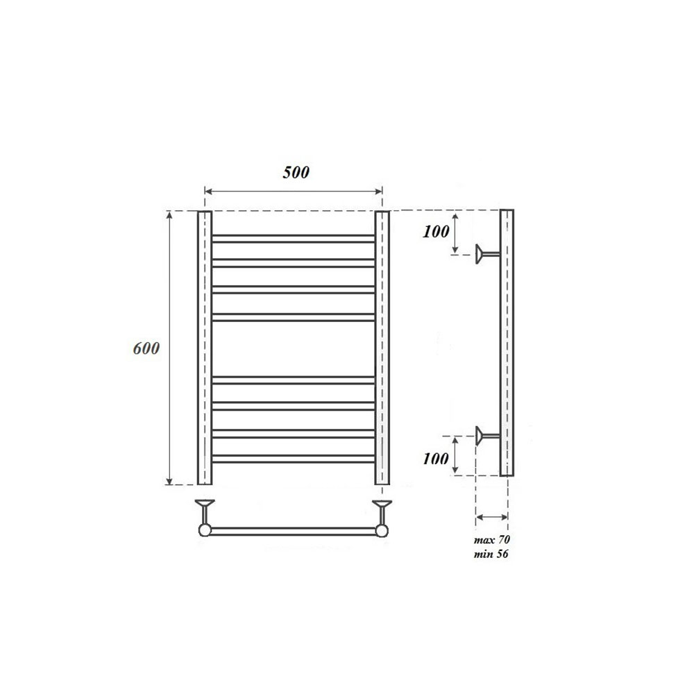 Полотенцесушитель электрический Point Аврора PN10156SE 50x60