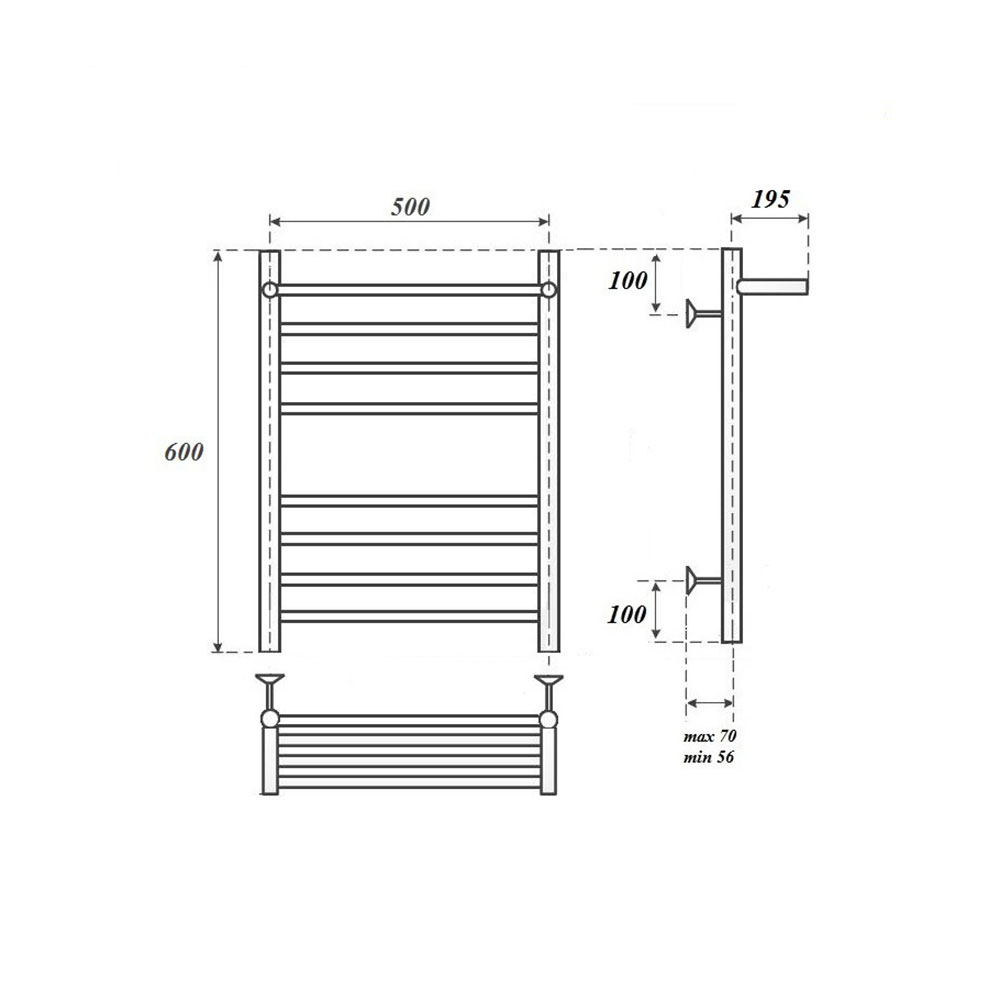 Полотенцесушитель электрический Point Аврора PN10156SPE 50x60, с полкой