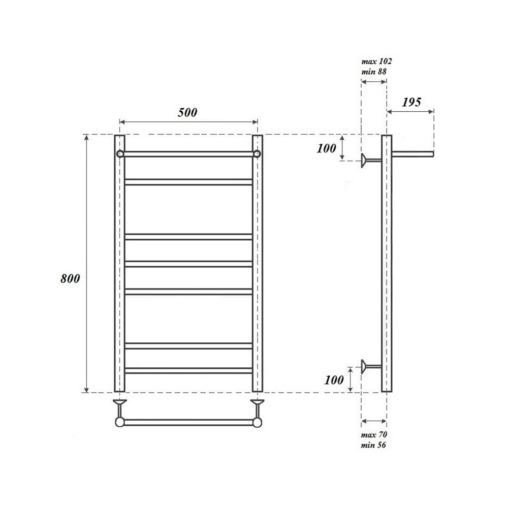 Полотенцесушитель электрический Point Аврора PN10158PE 50x80, с полкой