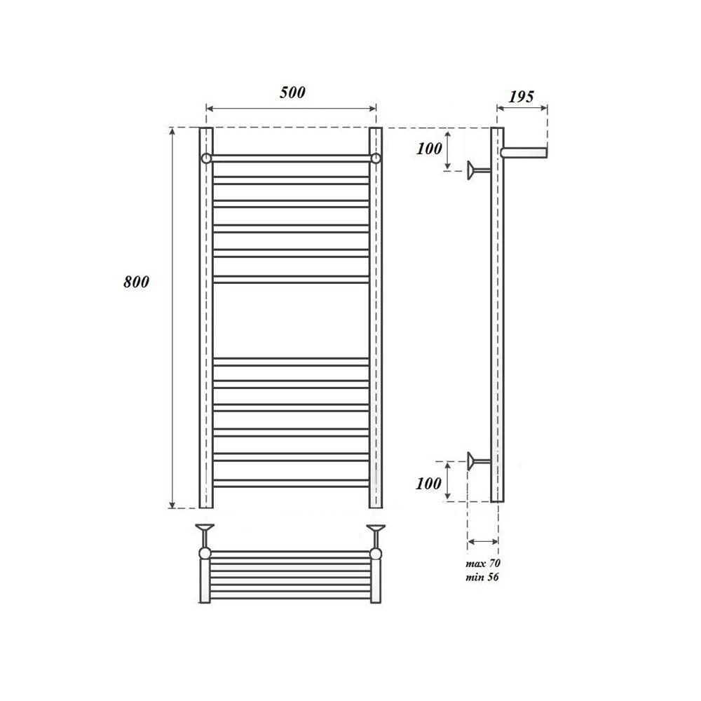 Полотенцесушитель электрический Point Аврора PN10158SPE 50x80, с полкой