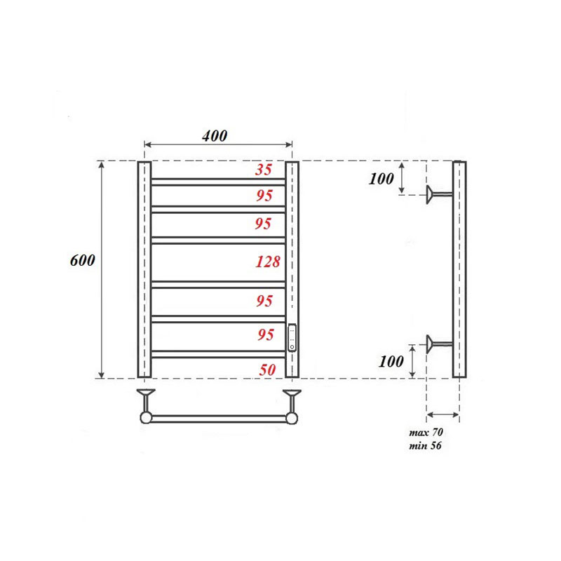 Полотенцесушитель электрический Point Аврора PN10846B 40х60, черный