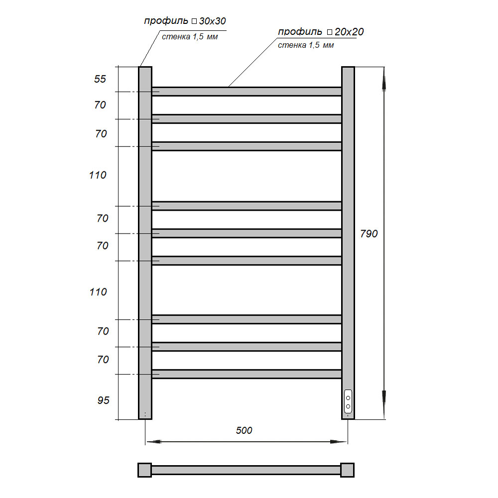 Полотенцесушитель электрический Point Вега PN71858W 50х80, белый