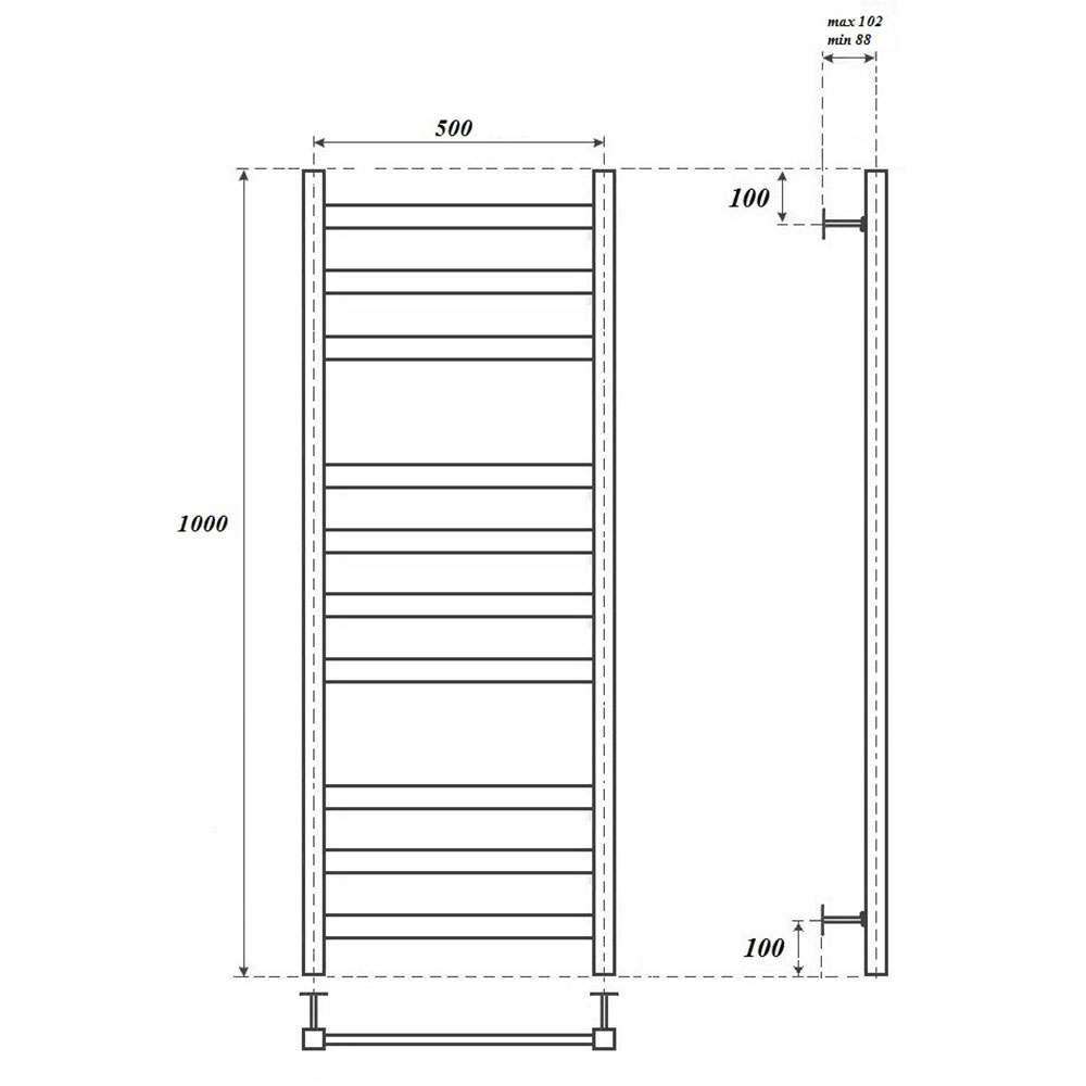 Полотенцесушитель водяной Point Меркурий PN83150 50х100, хром