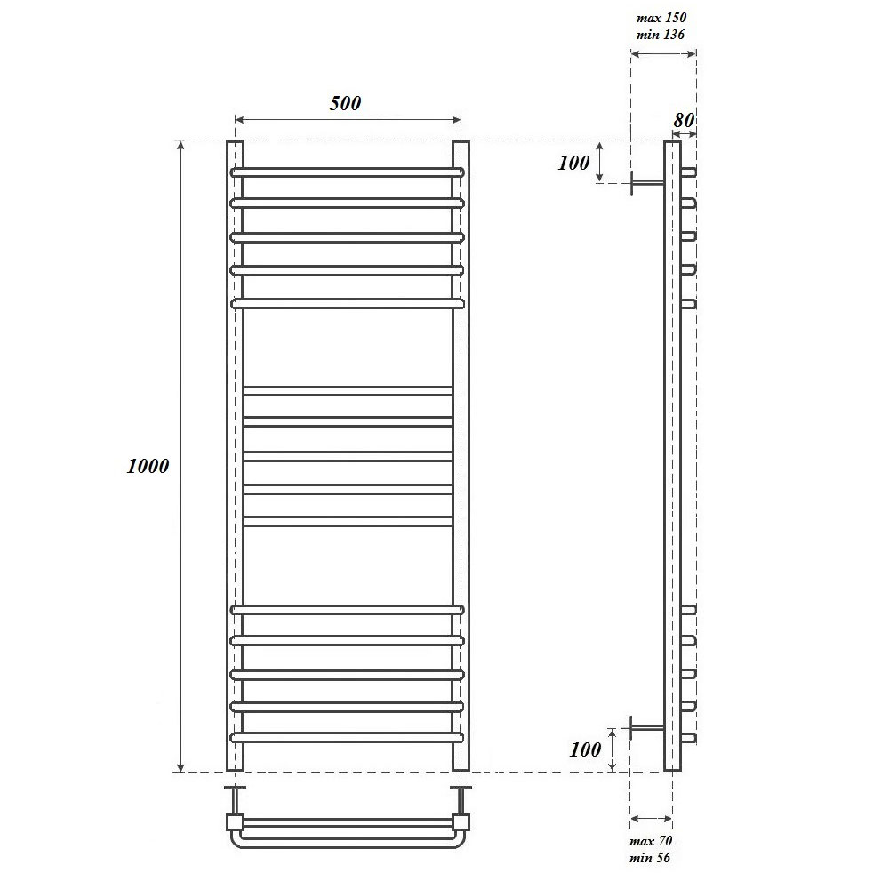 Полотенцесушитель электрический Point Омега PN90150SE 50x100