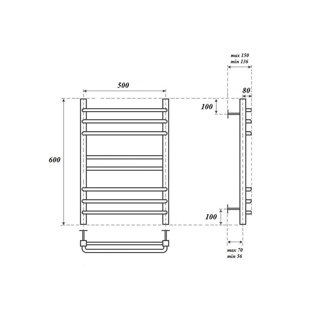 Полотенцесушитель электрический Point Омега PN90156SE 50x60