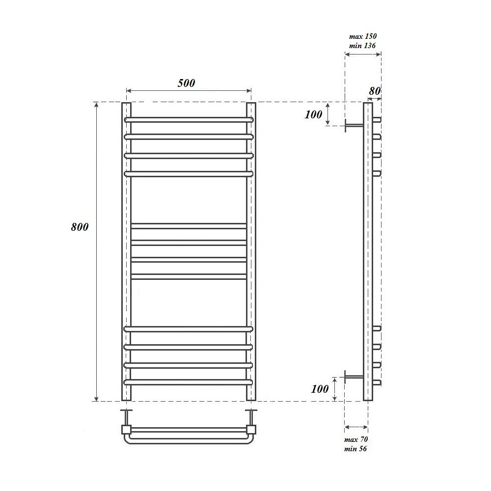 Полотенцесушитель электрический Point Омега PN90158SE 50x80