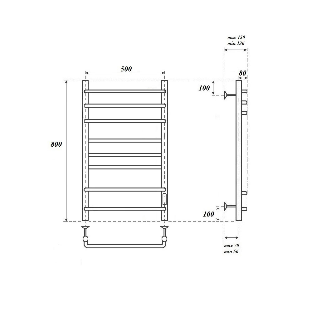 Полотенцесушитель электрический Point Сатурн PN90858W 50х80, белый