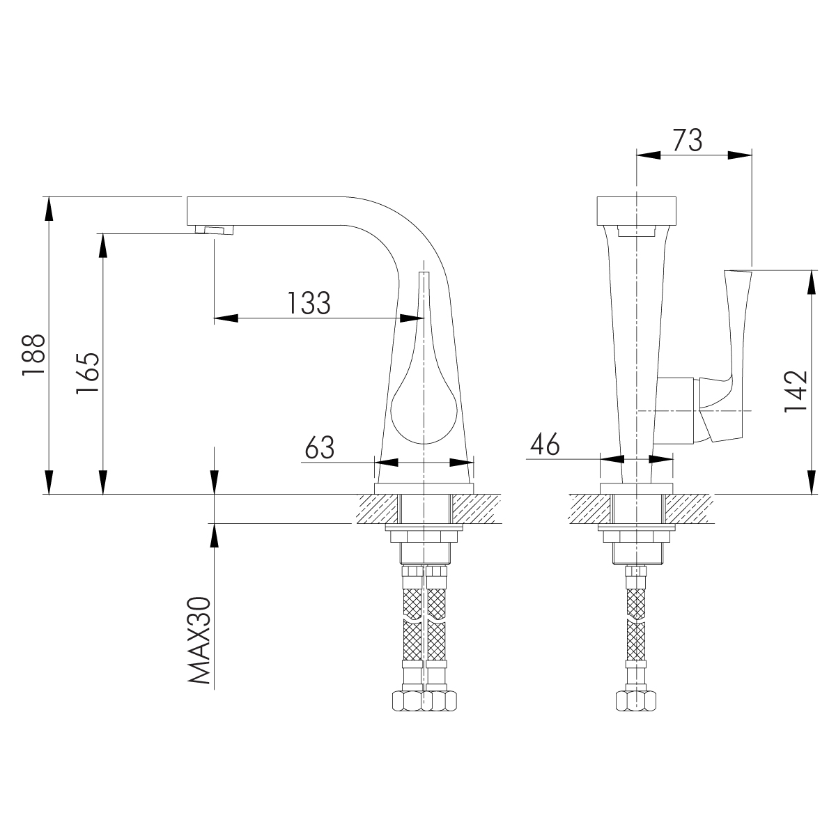 Смеситель для раковины Rossinka RS34 RS34-12U