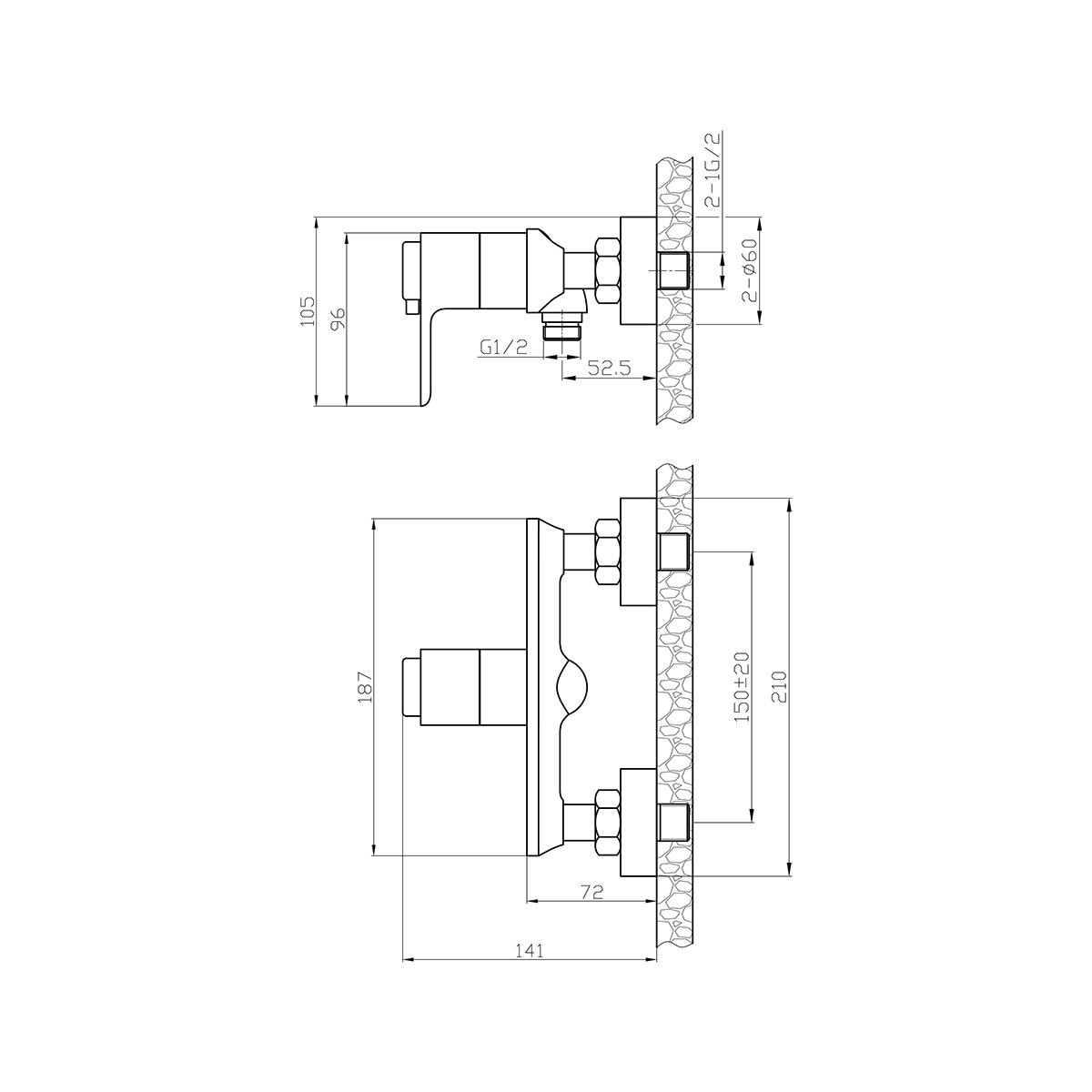 Термостатический смеситель Rossinka RS50 -41 для душа