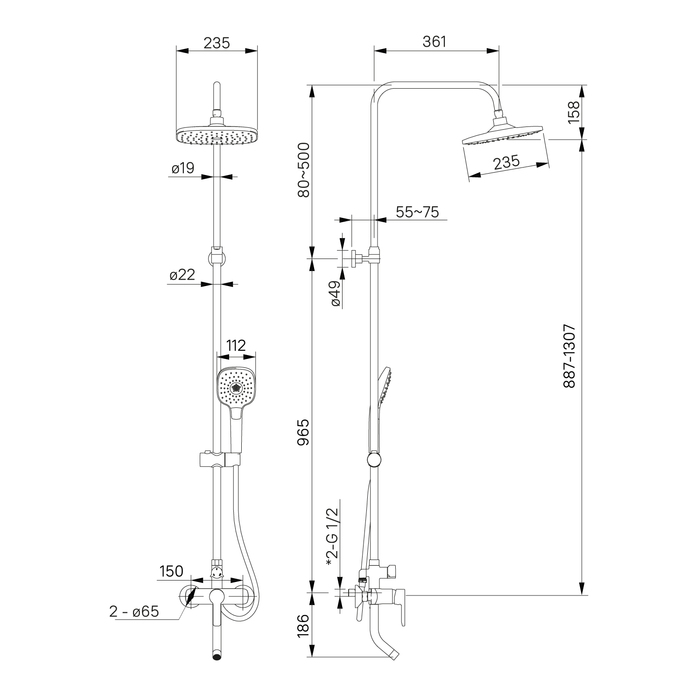 Душевая стойка IDDIS Sena SENSB3Fi06