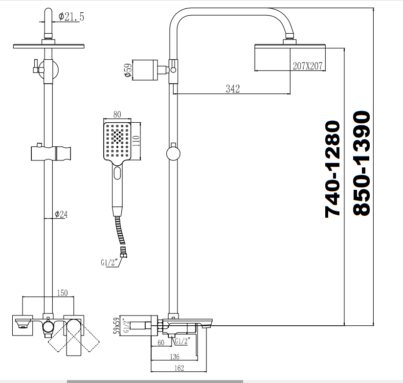 Душевая стойка Savol S-601144-1