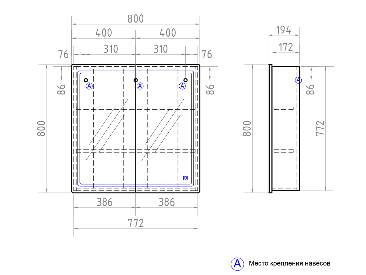 Зеркало-шкаф Vigo Geometry 80