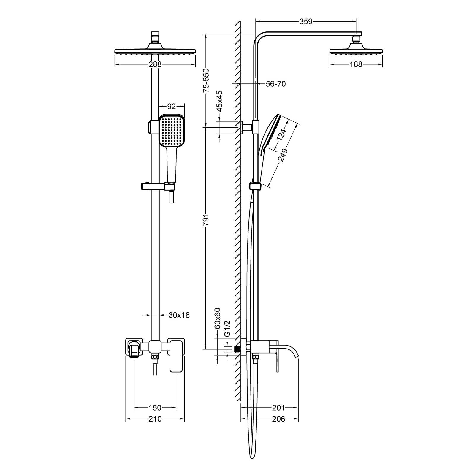 Душевая стойка Timo Selene SX-1013/03 черная