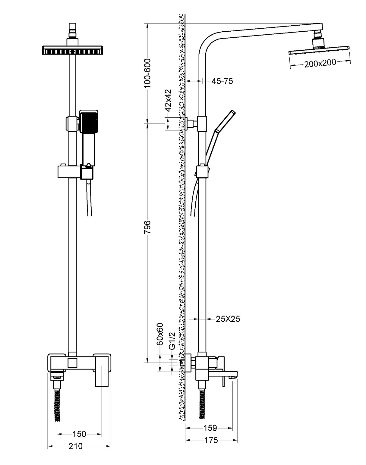 Душевая стойка Timo Selene SX-2013/03 черный