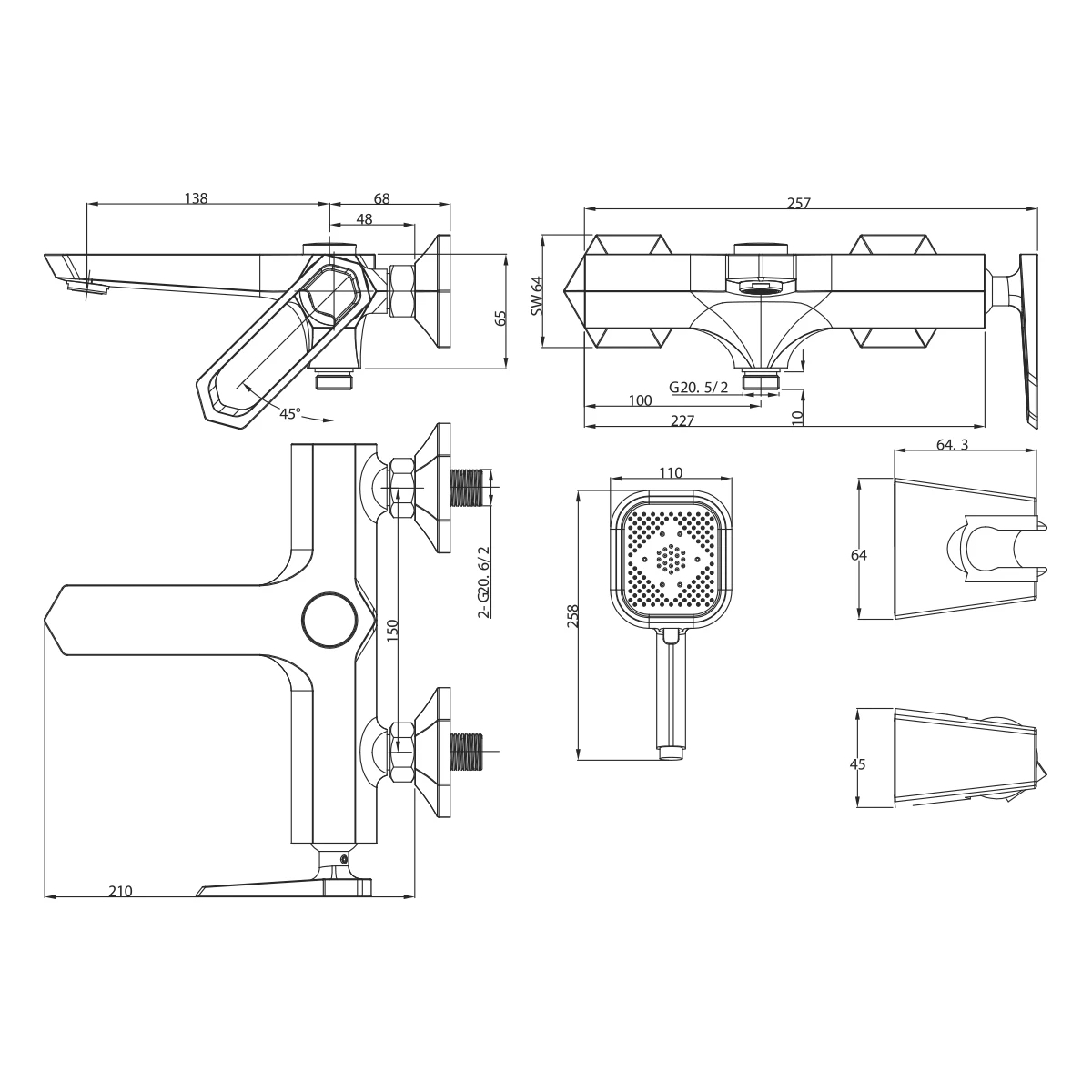 Смеситель для ванны с душем Lemark Prizma LM3914C